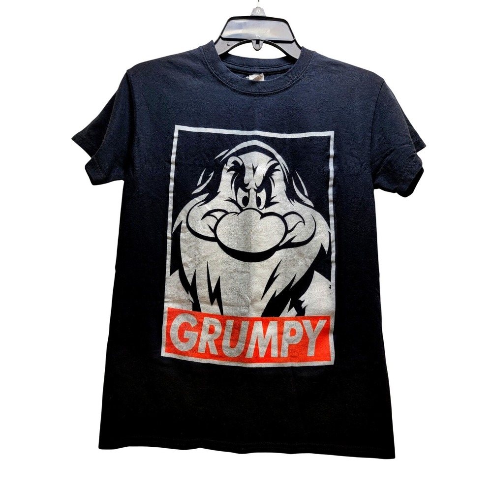 Disney Grumpy Snow White Womens‎ Graphic Tee T-Shirt Small Black Streetwear